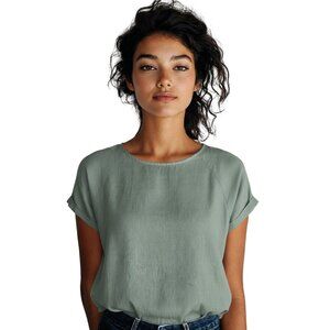 Terzo Millennio Linen Tunic Womens Lagenlook Seafoam Green Top Made in Italian